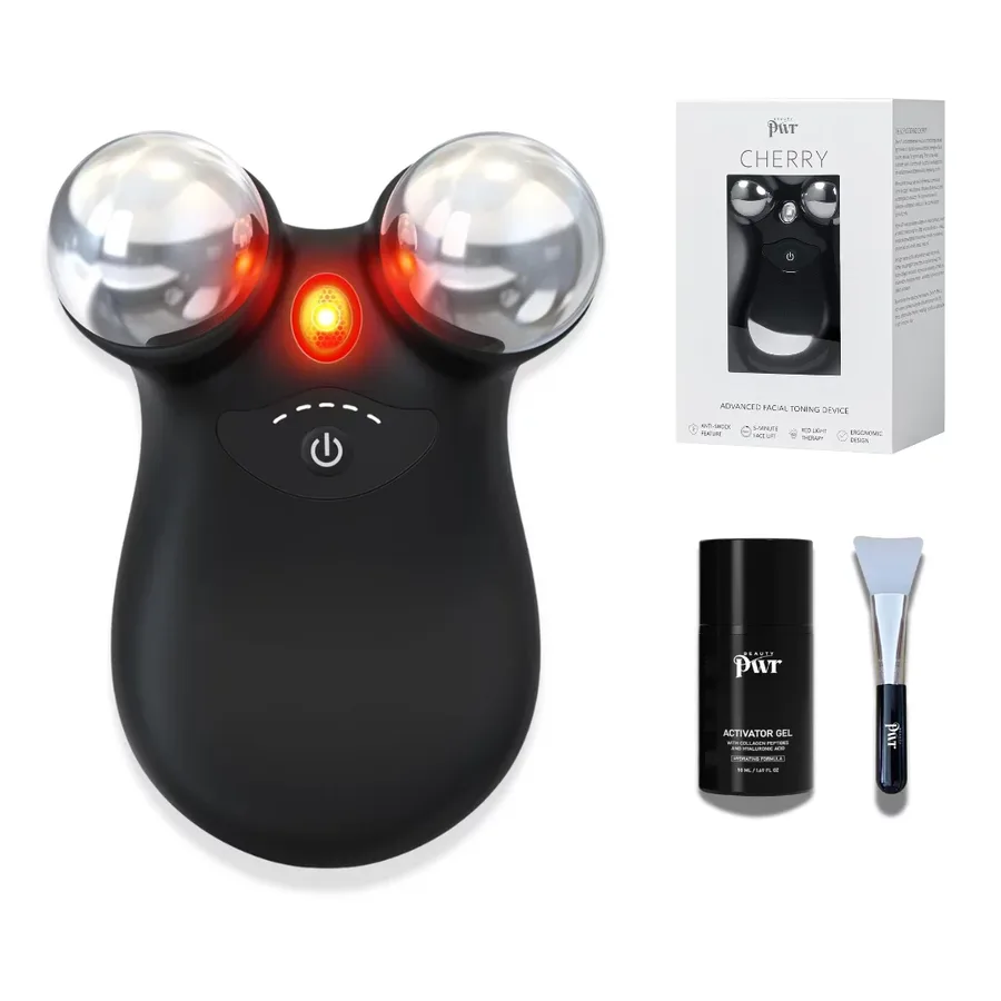 BeautyPWR Cherry Microcurrent Face-Lifter med aktiverande gel