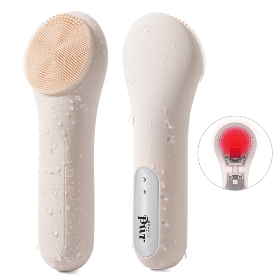 BeautyPWR Lamaya Sonic Thermo Facial Brush framifrån och bakifrån